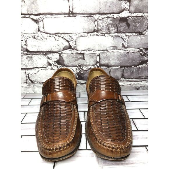 Johnston & Murphy Handcrafted Brown Leather Weaves Dress Loafers Men 11M US/44EU - Picture 12 of 16